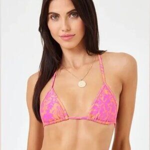 NWT | L*Space x Revolve Aspen Bikini PTP Top Triangle Adjustable Pink & Orange M